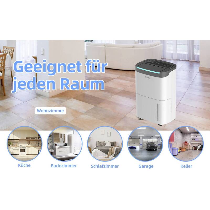 Be Cool Luftentfeuchter 50 l/Tag für Räume bis 50 m² mit Fernbedienung Weiß - 9005151002201