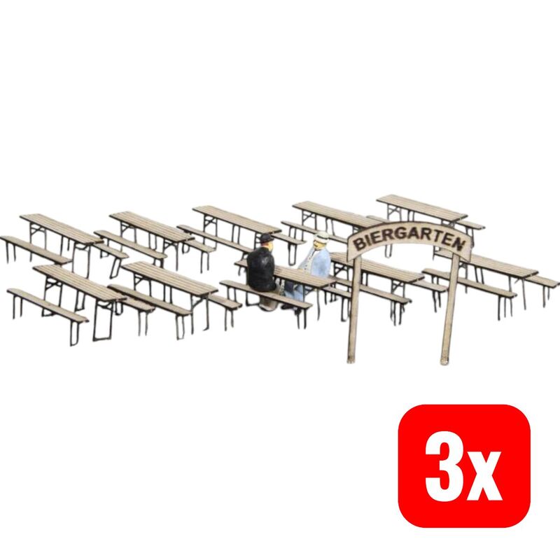 MBZ 80268 H0 Biergartenausstattung Bausatz, Unbemalt - 4250528720782