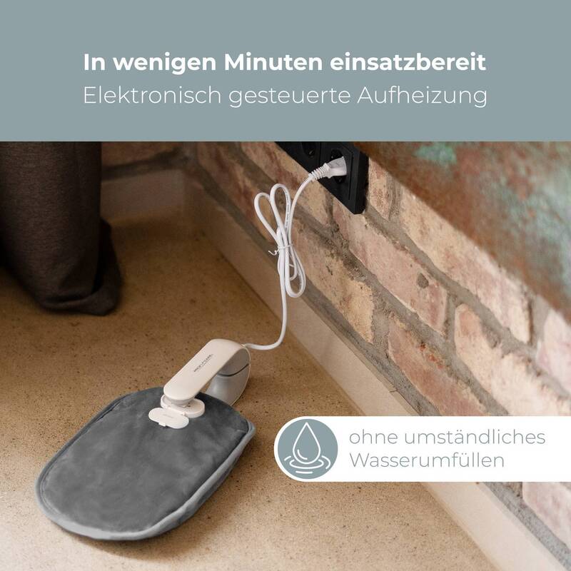 ProfiCare Wärmeflasche Wärmekissen Elektrisch Grau PC-EWF 3150 Flanell 380 W - 4006160046076