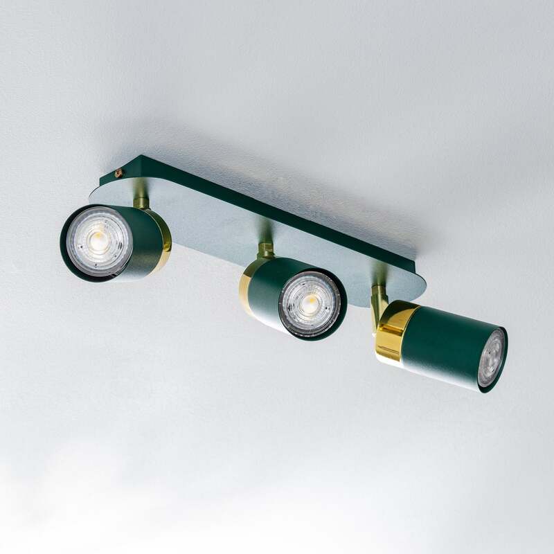 Eko-Light Deckenstrahler Joker LED Strahler dimmbar grün gold 3-flammig 45x6cm - 5902693777199