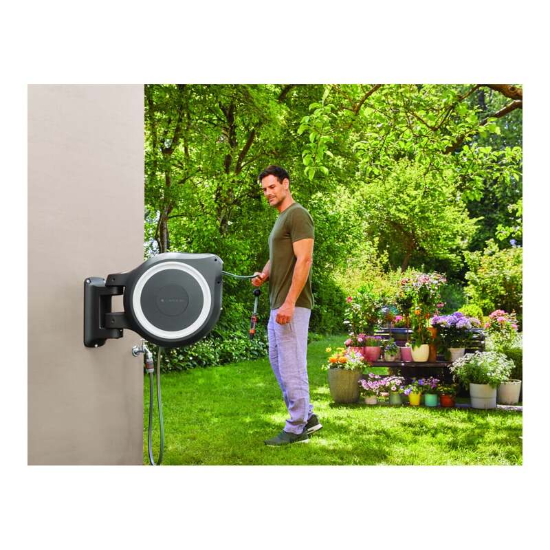 GARDENA Wand-Schlauchbox RollUp XL 35m Gartenbewässerung Schlauchbox grau - 4078500052078