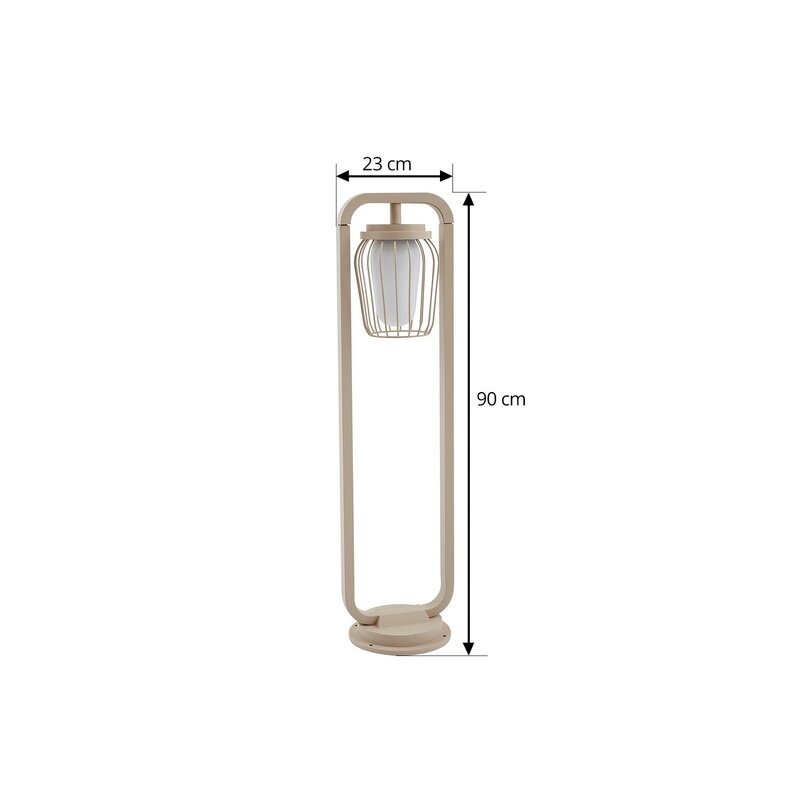 Lucande Wegeleuchte Chandan 90 cm beige Metall IP54 dimmbar E27 Leuchtmittel - 4251911799729