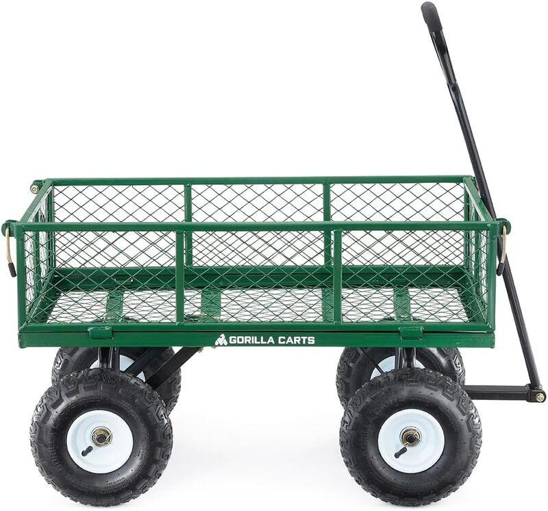Gorilla Carts GOR400-COM Gartenwagen Stahl 180 kg Tragkraft Grün abnehmbar - 0722571010966