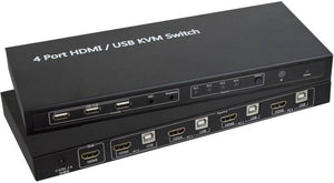 B-Ware SpeaKa Professional 4 Port KVM Umschalter Verteiler Hub mit Switch HDMI USB TV