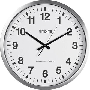 D-Ware Eurochron Wanduhr Funk Wanduhr Silber analog 50.7cm Designer Wanduhr 63mm