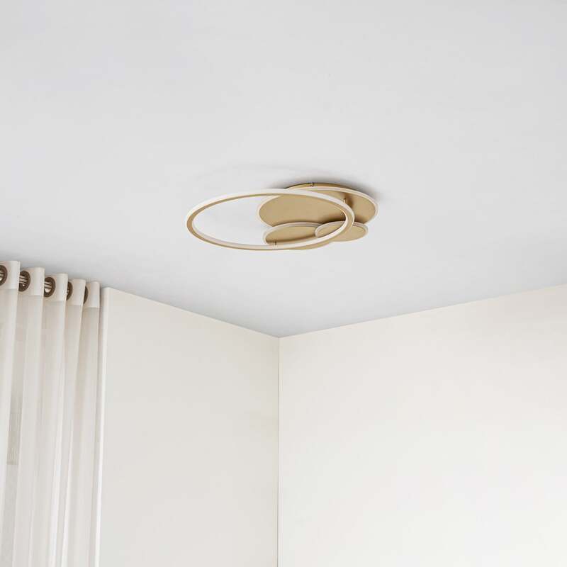 Lucande Deckenleuchte Deckenlampe LED gold Metall dimmbar Circulo 60 cm - 4255830903069