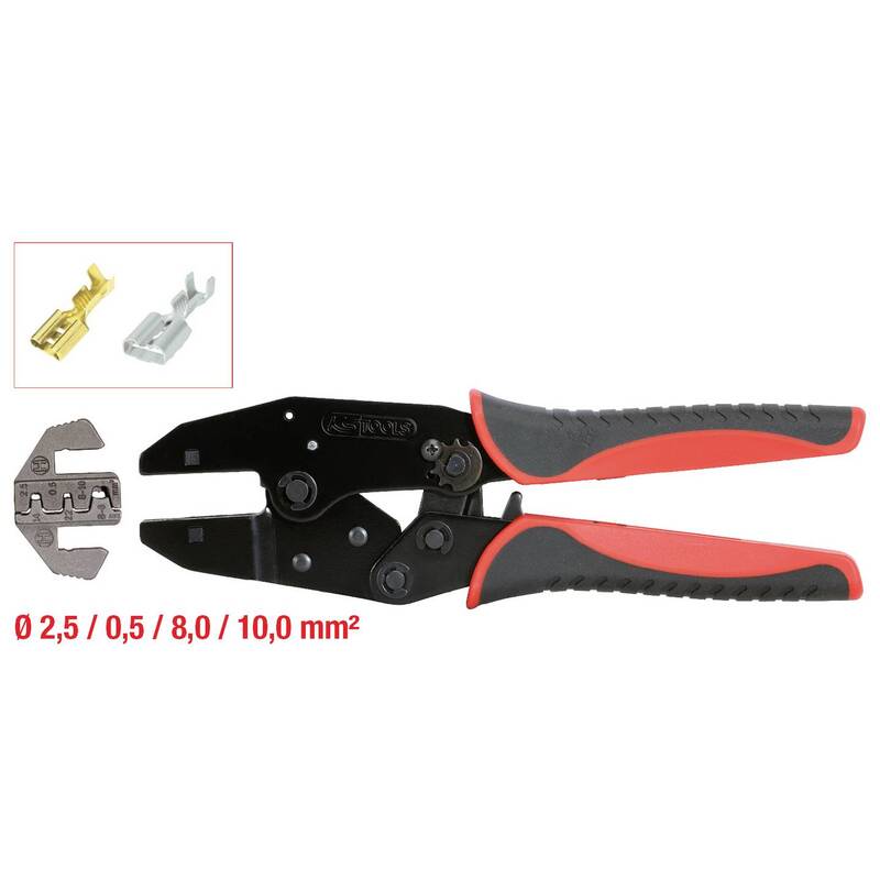 KS Tools Crimpzange Quetschverbinder 2.5 bis 10 mm² inkl. Crimpeinsätzen Stahl - 4042146329436