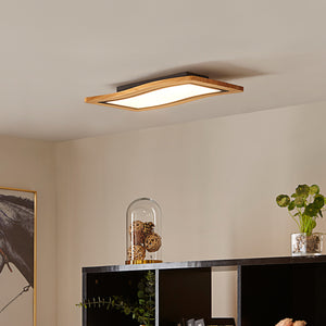 B-Ware Lucande LED-Deckenleuchte Joren 46 cm Holz warmweiß dimmbar 3.000 K 1140 lm