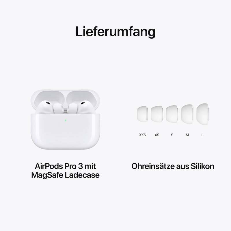 Apple AirPods Pro 3 In Ear Kopfhörer Bluetooth Noise Cancelling Weiß Ladecase - 0195950543742