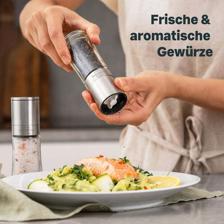 SILBERTHAL Salz und Pfeffermühle Domo Keramikmahlwerk 2 SETS (4 Mühlen) - 4260470460667