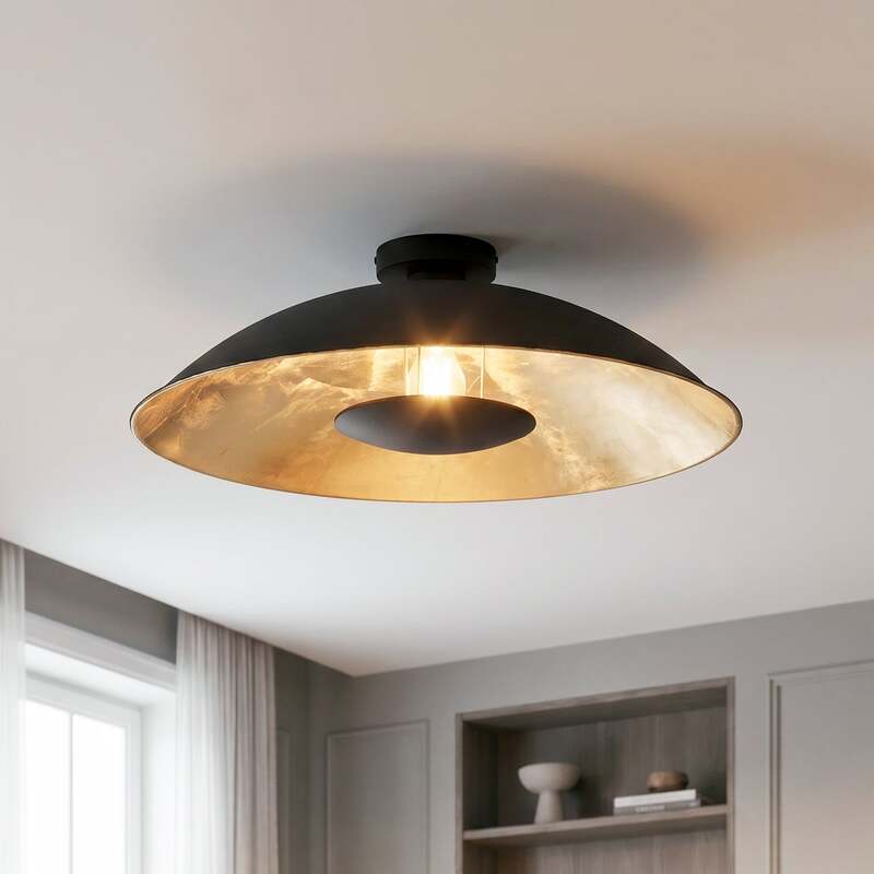 Lindby Deckenlampe Emilienne LED Lampe Leuchte dimmbar schwarz gold Ø60cm 20cm - 4251096535426