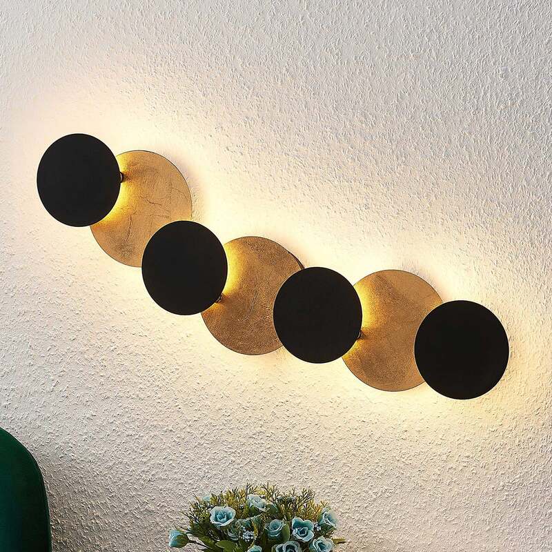 Lindby Wandleuchte Grazyna LED Wandlampe 7-flg verstellbar schwarz gold 72cm - 4251096566703