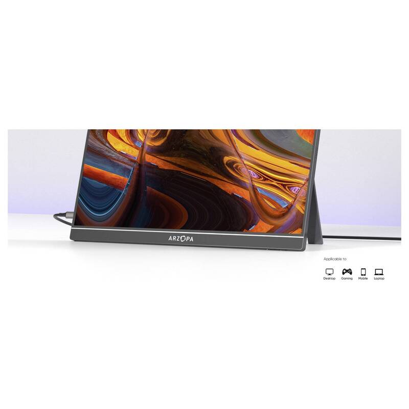 Arzopa Portabler Monitor 15,6 Zoll Full HD 1920x1080 IPS HDMI USB-C schwarz 660g - 6975114120590