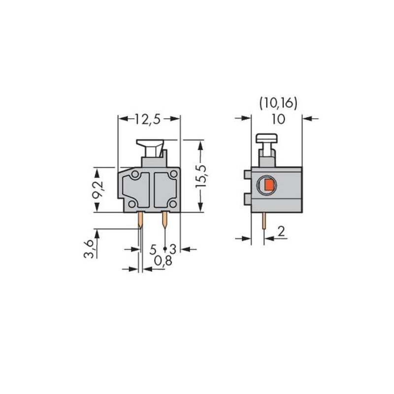 WAGO Federkraftklemmblock Reihenklemme Print Dunkelgrau 1-pol 1.50mm² 400 Stück - 4044918832724