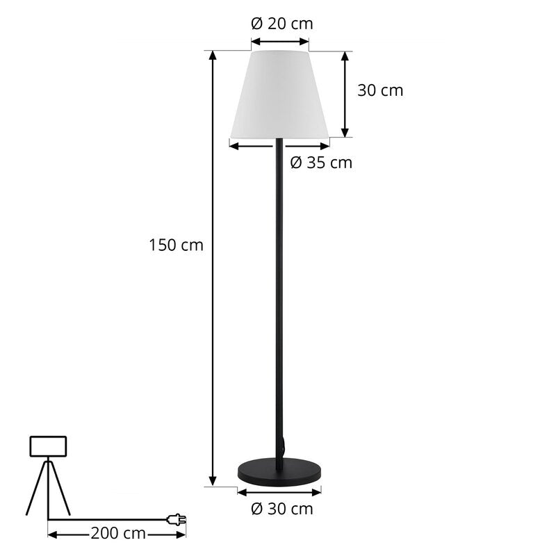 Lucande Terrassenleuchte Jaimy schwarz Aluminium 150 cm Höhe 35 cm Durchmesser - 8503823528964