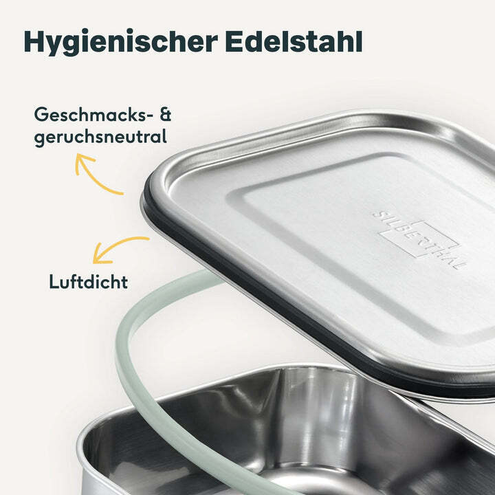 SILBERTHAL Brotdose Lunchbox M Edelstahl auslaufsicher spülmaschinenfest 1200ml - 4260470464146