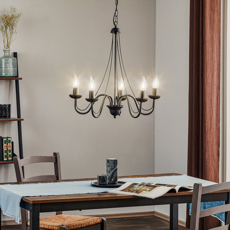 Euluna Kronleuchter Lampe Leuchte Wohnzimmerlampe Malbo fünfflammig E14 Schwarz - 5902349215174