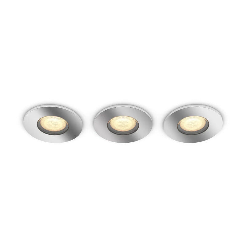 Philips Hue Einbauleuchte Downlight LED Aluminium IP44 mit Dimmschalter 3er-Set - 8719514340817