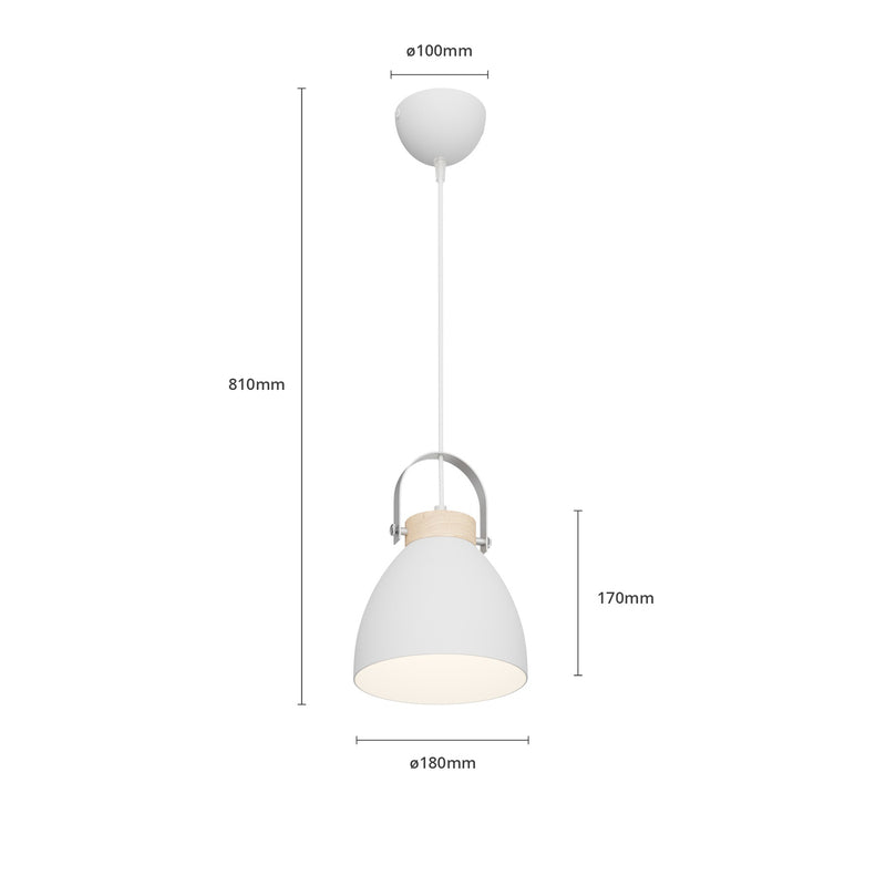 Lamkur Pendelleuchte Hängeleuchte Bergen LED Lampe dimmbar weiß Holz 18cm - 5907687431798