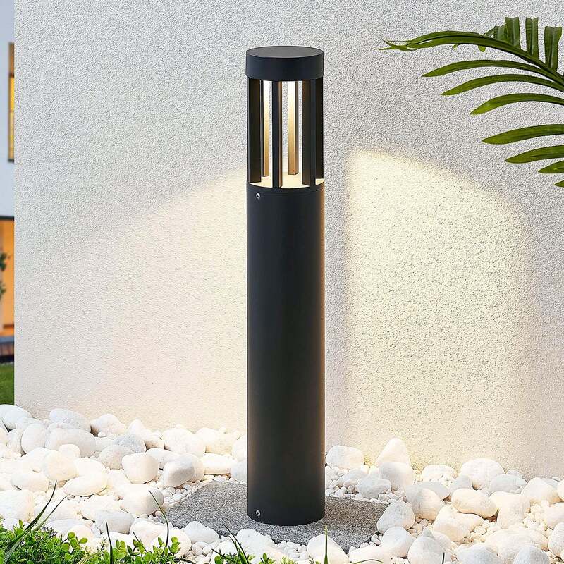 Lindby Wegeleuchte Gartenleuchte LED Außenlampe Jordis dunkelgrau Aluminium Glas - 4251096554458
