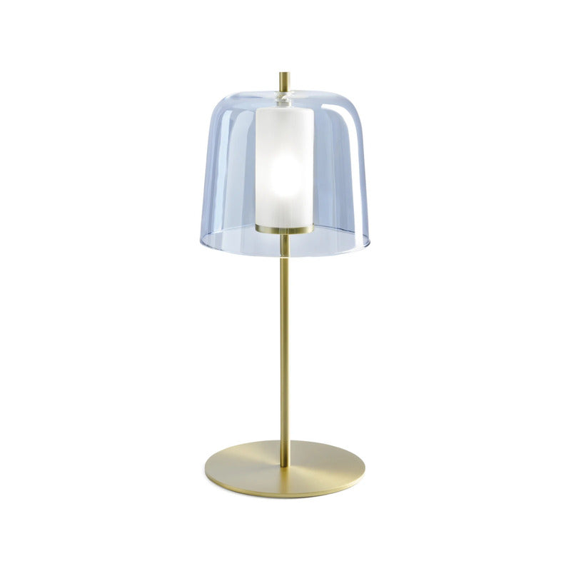 Miloox Tischleuchte Frida G9 Stecker Schalter Gestell gold Lampenschirm blau - 8050612949633