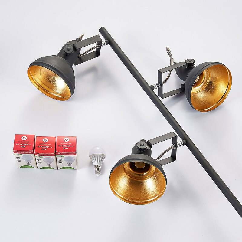 Lindby Stehleuchte Lilly LED Stehlampe Lampe schwarz gold 170cm 3-flammig - 4251096532678