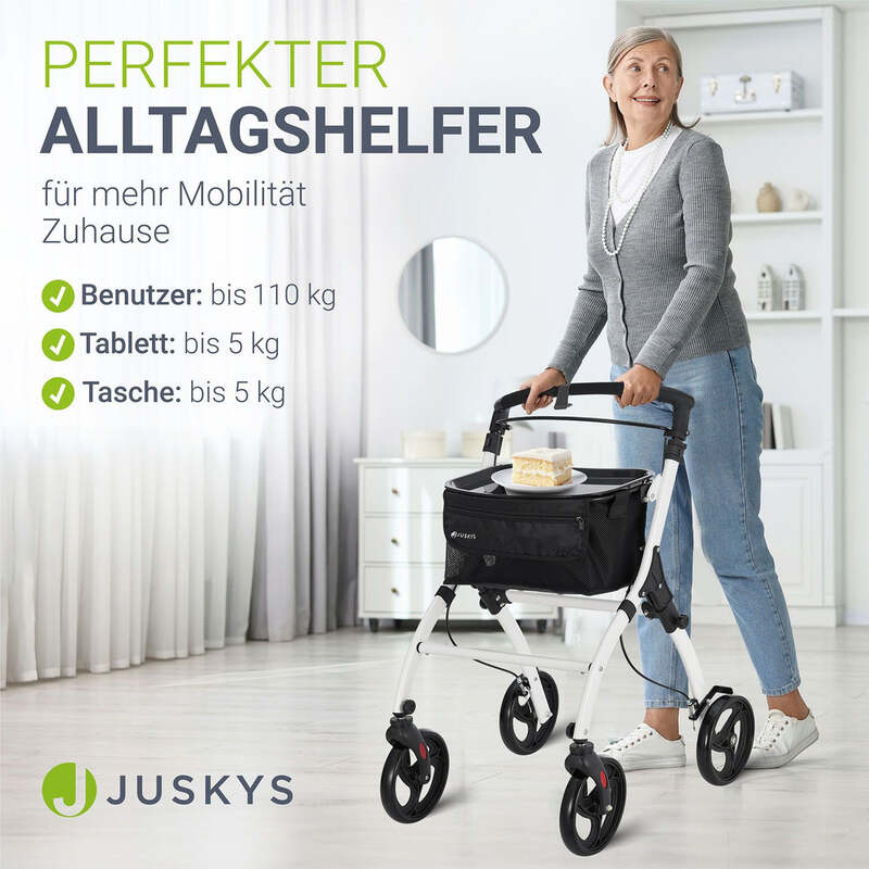 Rollator Aluminium Indoor Rollator klappbar für schmale Wohnräume weiß 110kg - 4262437182919