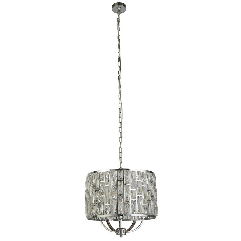 Searchlight Hängeleuchte Bijou mit Kristallglasschirm Ø 44 cm chrom Schirm Lampe - 5053423159393