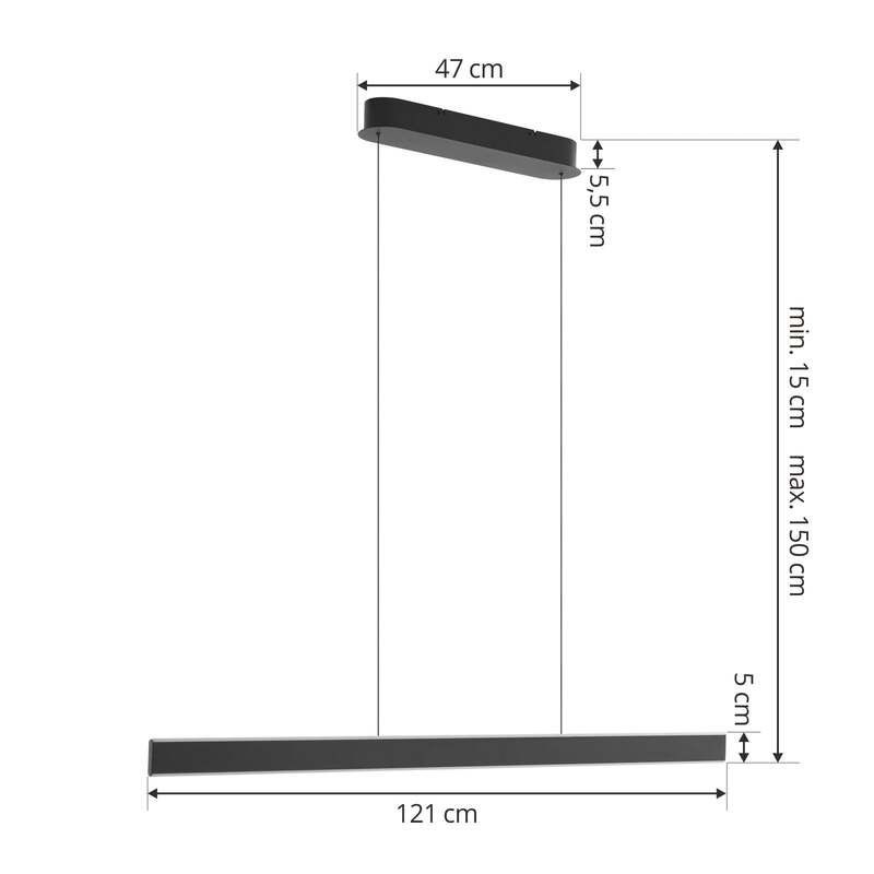 Lucande Hängeleuchte Philine LED Pendelleuchte dimmbar schwarz 121cm Leuchte - 4251911765618