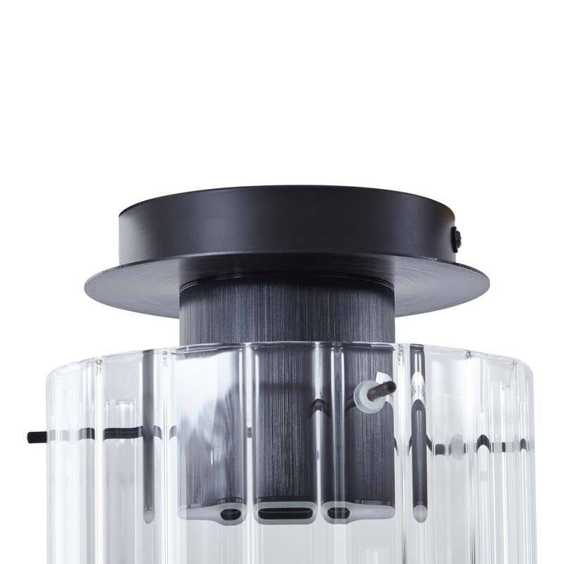 Lucande Deckenleuchte Eirian LED Lampe dimmbar schwarz Glas E27 Ø18cm 1-flammig - 4251911775761