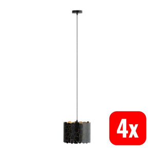4x B-Ware Lindby Pendelleuchte Hängeleuchte Aralena LED Lampe dimmbar schwarz gold Ø26cm