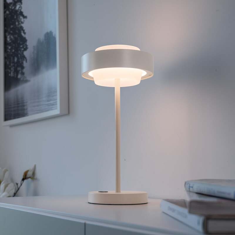 Schöner Wohnen Tischlampe Elmo LED dimmbar beige 3000K Touchdimmer 36,5cm Lampe - 4043689019396