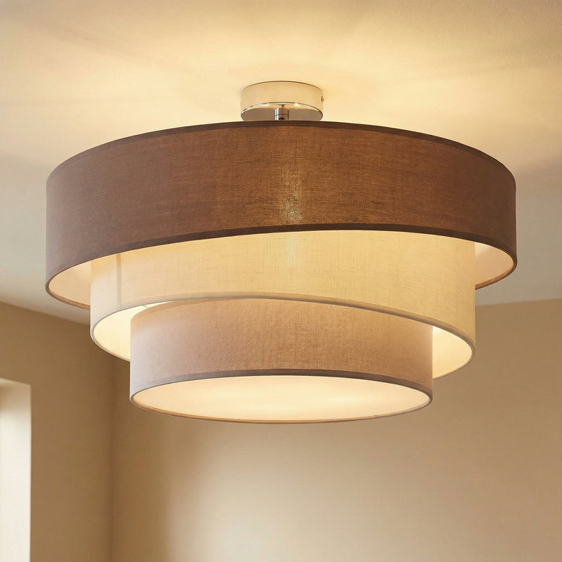 Lindby Deckenleuchte Deckenlampe Melia LED braun grau 56cm Leuchte Lampe - 4251096525762