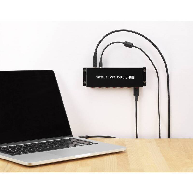 Renkforce 7 Port USB 3.0-Hub Metallgehäuse USB-Verteiler 1089874 Metall Schwarz - 4016138874013