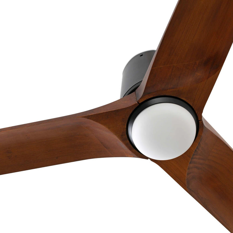 FARO BARCELONA Deckenventilator Heywood L schwarz/holz DC Motor leise 132cm LED - 8421776363298