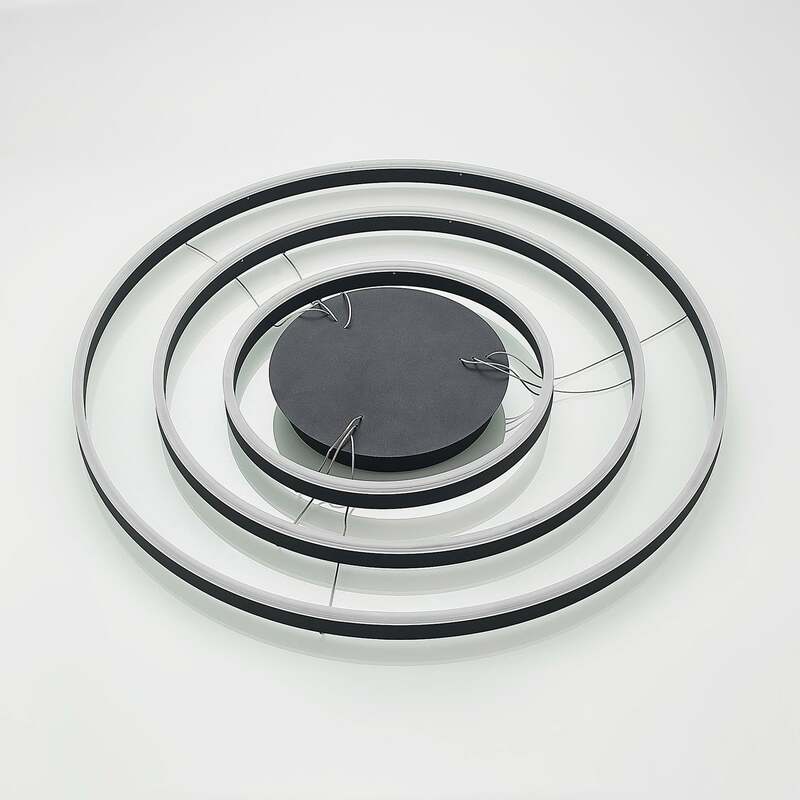 Arcchio Hängeleuchte Albiona LED Pendelleuchte dimmbar schwarz 3 Ringe Ø 80 cm - 4251096597691