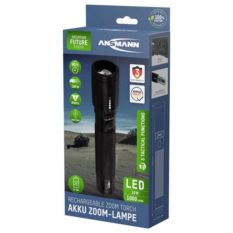 Ansmann Taschenlampe LED 1000lm akkubetrieben Fokussierung schwarz 226g IPX4 - 4013674105977