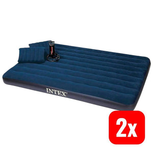 B-Ware Intex Luftbett Dura-Beam 203x152cm blau Luftmatratze Gästebett Camping bequem