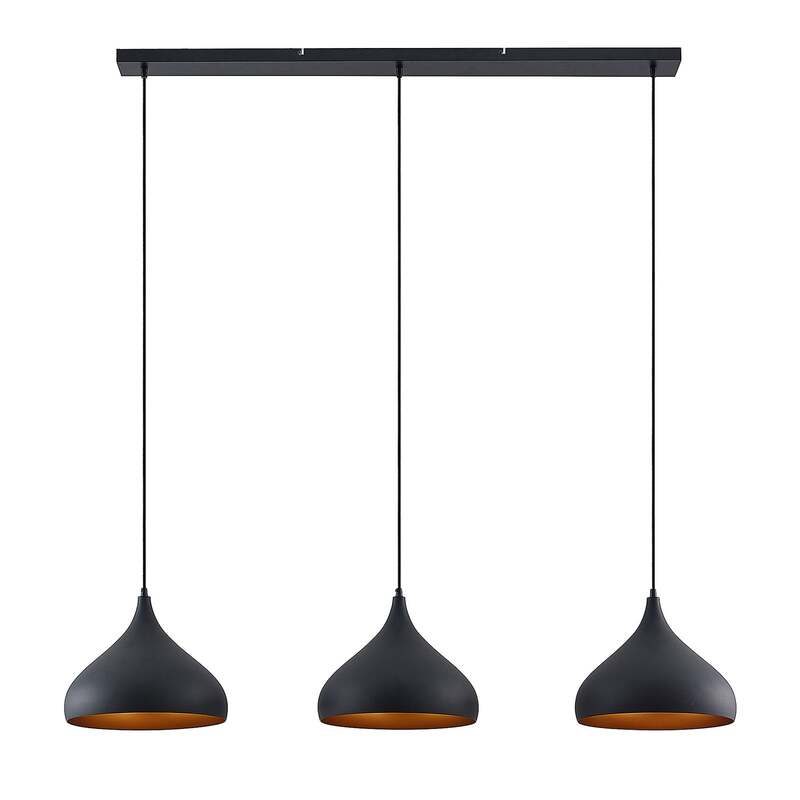Lindby Pendelleuchte Hängeleuchte Elamira LED Lampe dimmbar schwarz-gold 133cm - 4251911726633