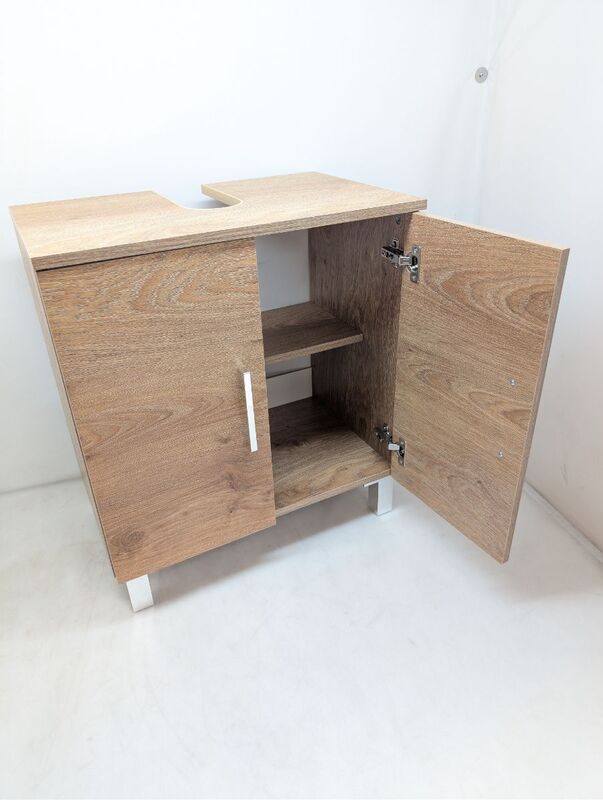 Waschtischunterschrank Walnuss-Dekor 60,2x38,5x56cm Badschrank Stauraum 2 Türen - 4007874152831