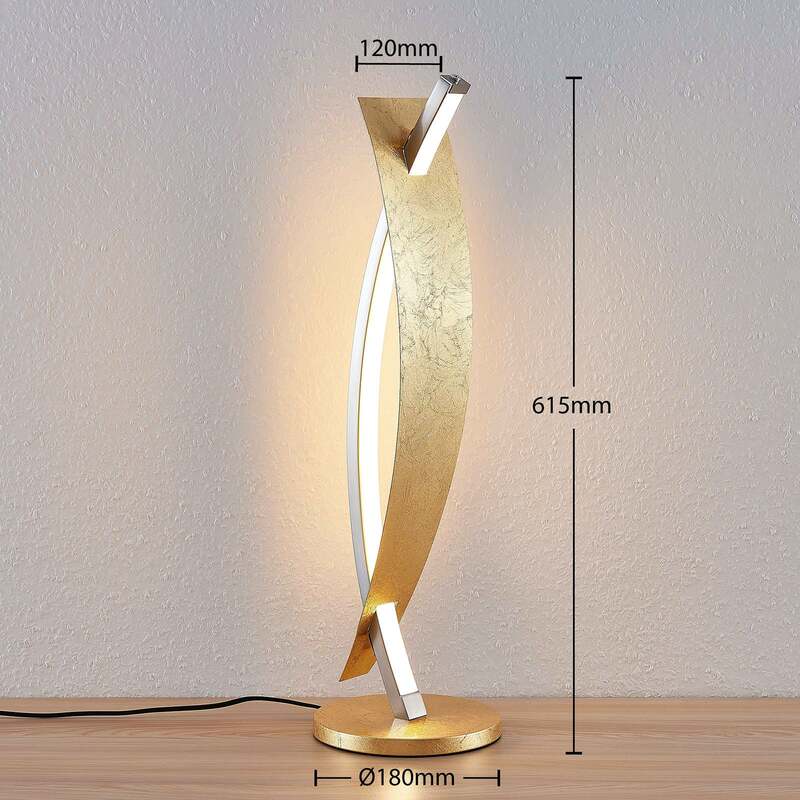 Lucande Tischleuchte Lampe Marija LED dimmbar goldfarben 61,5cm warmweiß - 4251096552713
