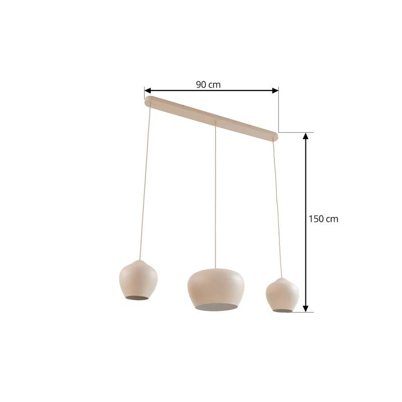 Lucande Hängeleuchte Malisa beige 3-flammig Metall 90 cm dimmbar E27 - 4251911796414
