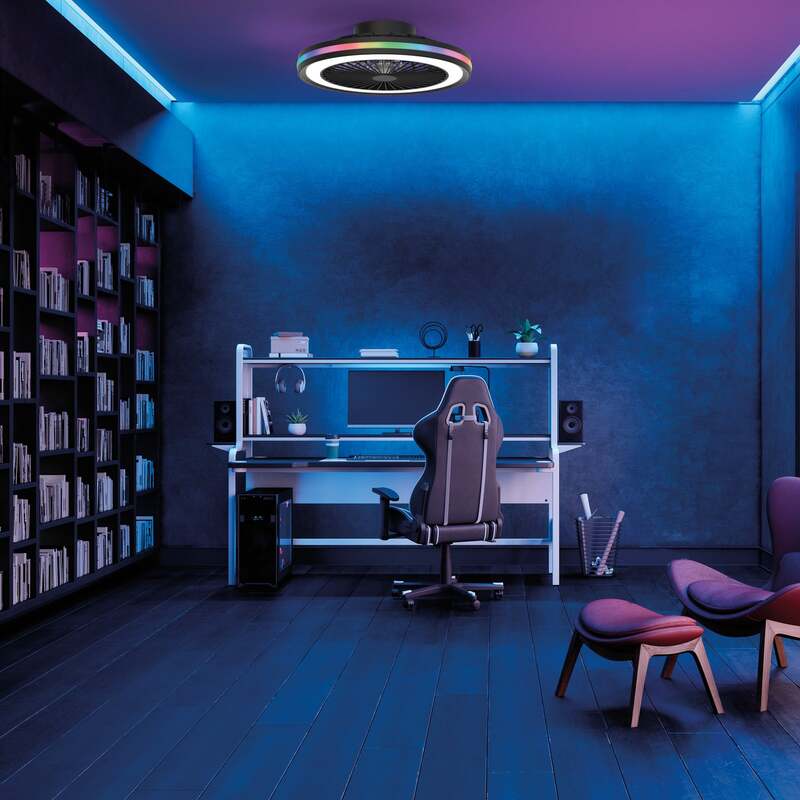 Mantra Iluminación LED-Deckenventilator Gamer schwarz 47 cm CCT RGB leise - 8435153282928