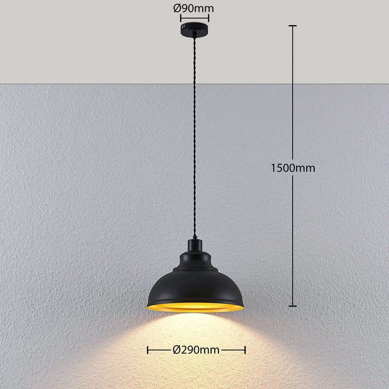 Lindby Pendellampe Hängeleuchte Albertine LED dimmbar schwarz gold Ø29cm 150cm - 4251096557466