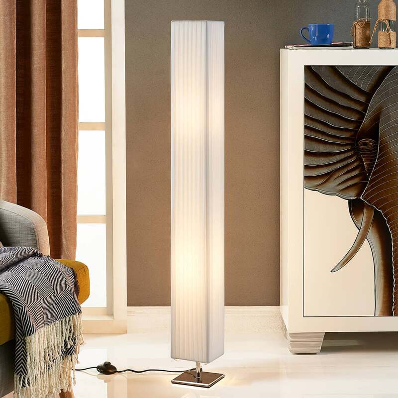 Lindby Stehlampe Janno Stehleuchte Wohnzimmerleuchte Standleuchte Weiß Stoff E27 - 4251096526189