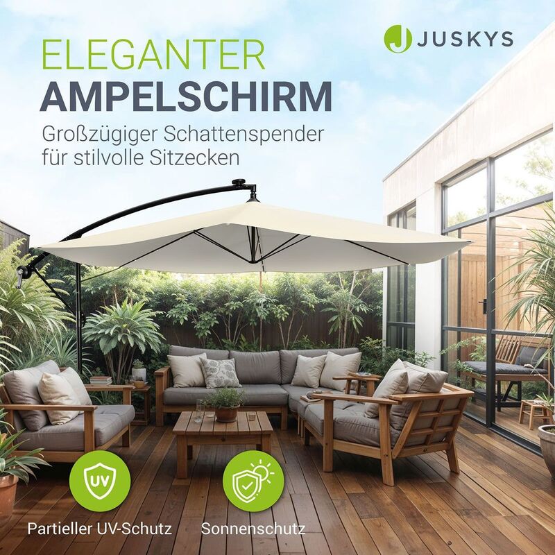 LED Ampelschirm Garten Brazil Sonnenschirm mit Kurbel und LED-Beleuchtung - 4260565520283