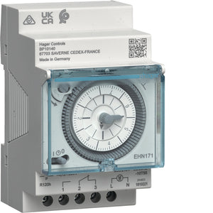 B-Ware Hager Hutschienen-Zeitschaltuhr EHN171 analog Wochenprogramm 1800W Gangreserve