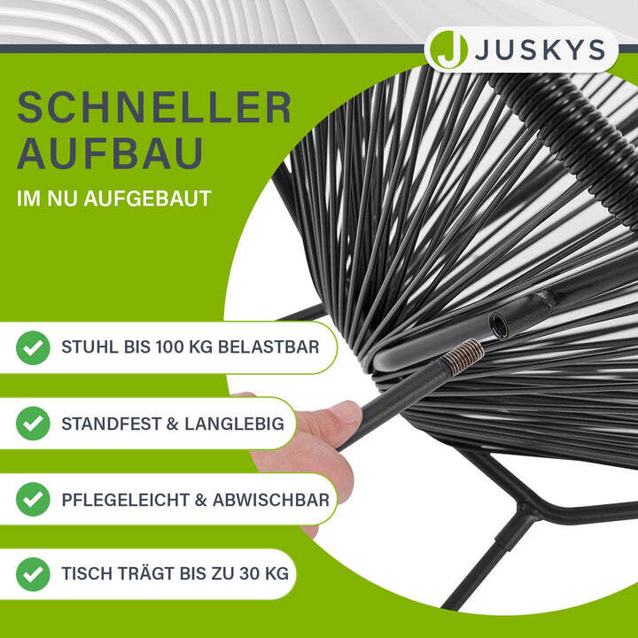 Balkonmöbel Ostana 3-teilig Platzsparende Sitzgruppe Retro-Design Schwarz - 4260565528449