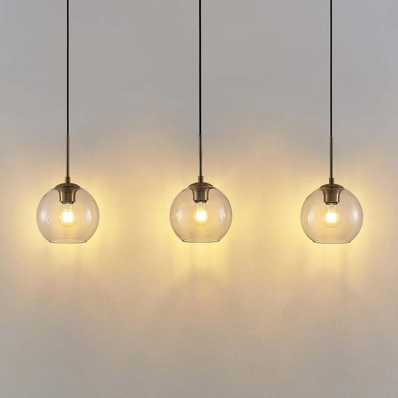 Lindby Hängelampe Hängeleuchte Grady LED Pendelleuchte dimmbar messing klar - 4251911725759