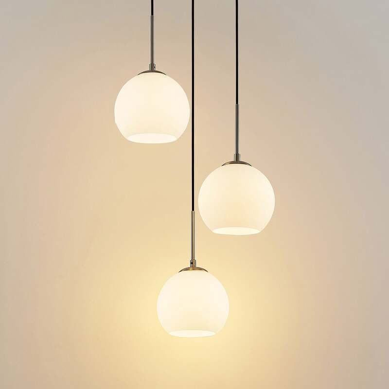 Lindby Hängelampe Hängeleuchte Jurian LED Pendelleuchte dimmbar nickel opal - 4251911727876